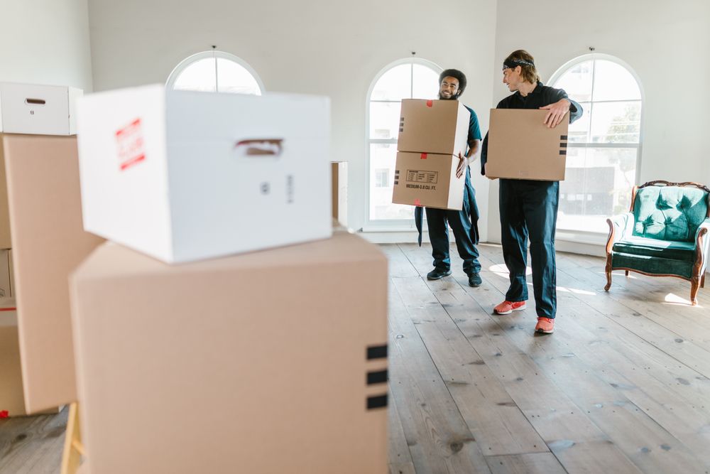 Cardboard boxes packed and ready to go
